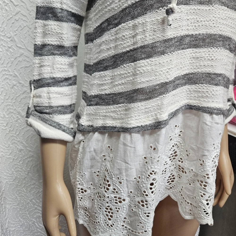 Striped Gray and White Women's Top